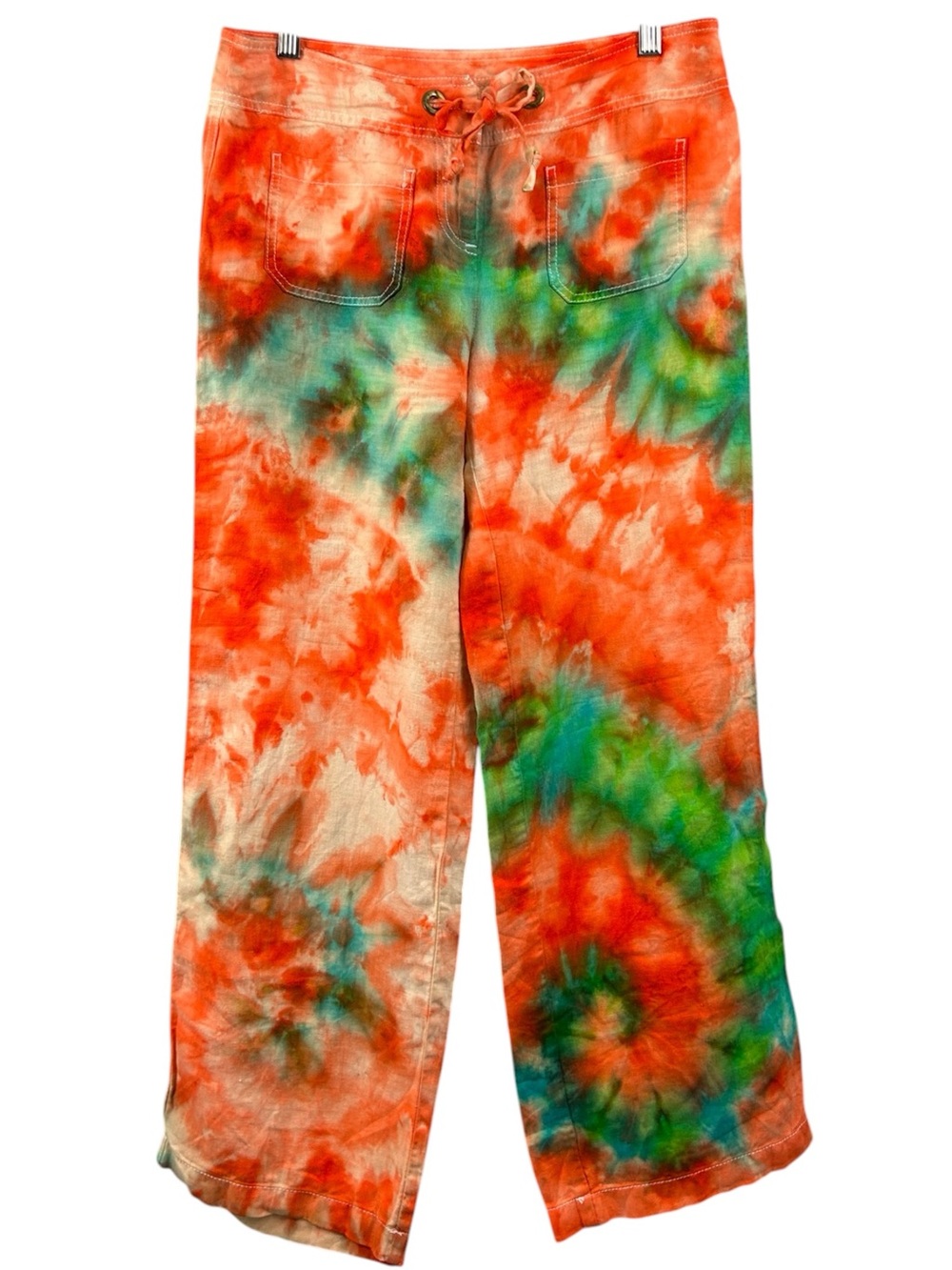 INC 100% Linen Tie Dye Wide Leg Pants Size 6P